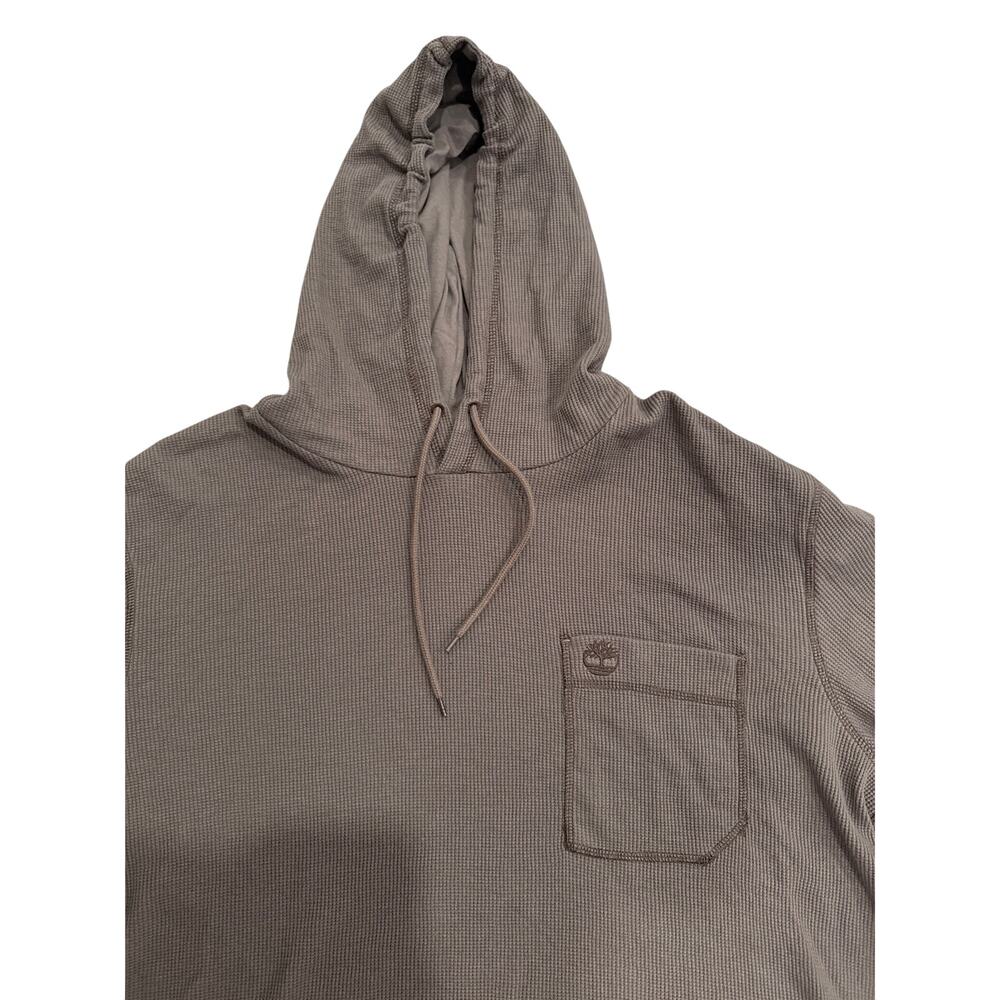 Timberland Men's Waffle Henley Hoodie Brown Thermal Shirt - Size: XXL